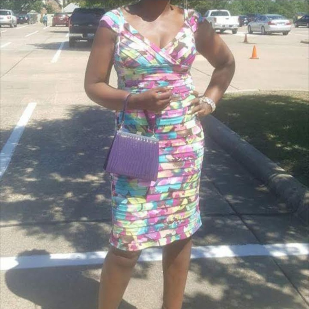 Beautiful multicolored tiered midi sleevelss dress